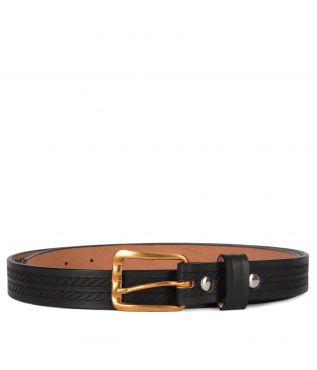 Ремень Narrow Western Leather Black