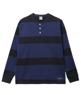 Лонгслив OD 3 Color Henley Wide Border Navy