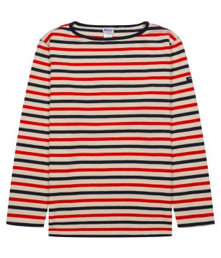 Лонгслив HDCS Boatneck Border Basque Natural/Old Red/Navy