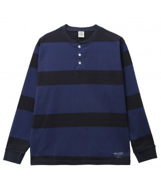 Лонгслив OD 3 Color Henley Wide Border Navy