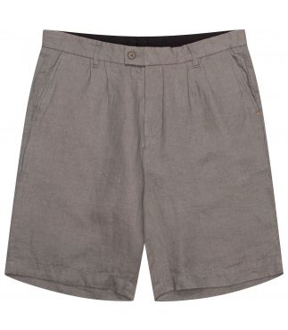 Шорты Double Pleated Linen Washed Charcoal Grey