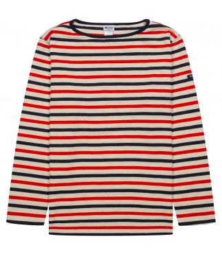 Лонгслив HDCS Boatneck Border Basque Natural/Old Red/Navy