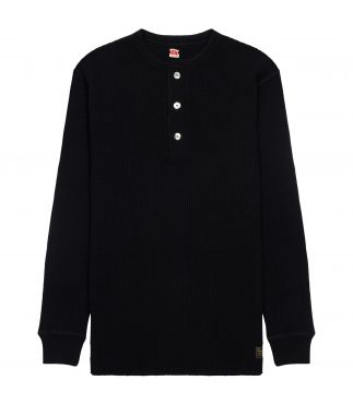 Лонгслив Heavy Waffle Henley Black