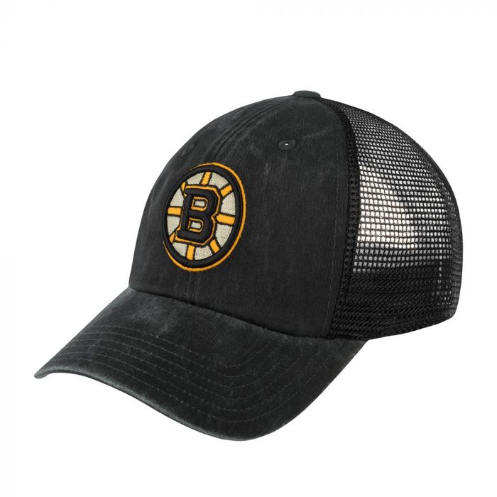 American Needle Boston Bruins Black Raglan Bones Trucker Hat