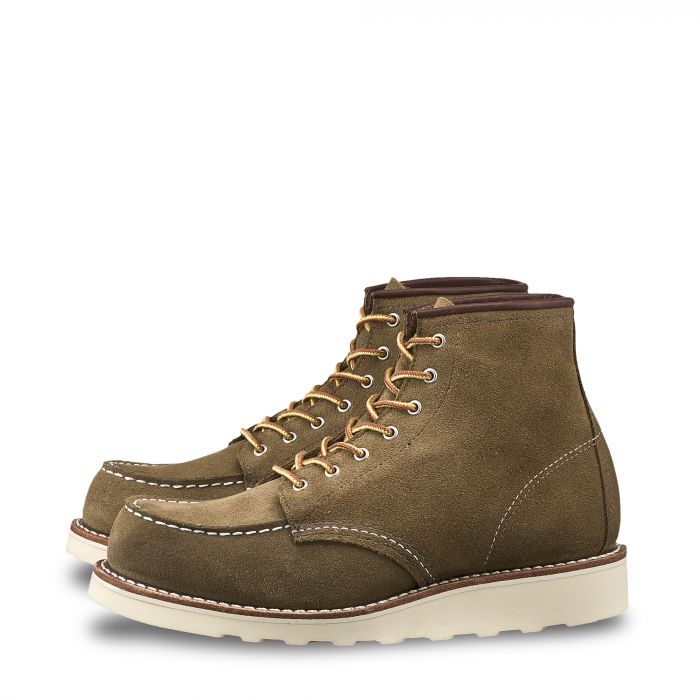 red wing moc toe green